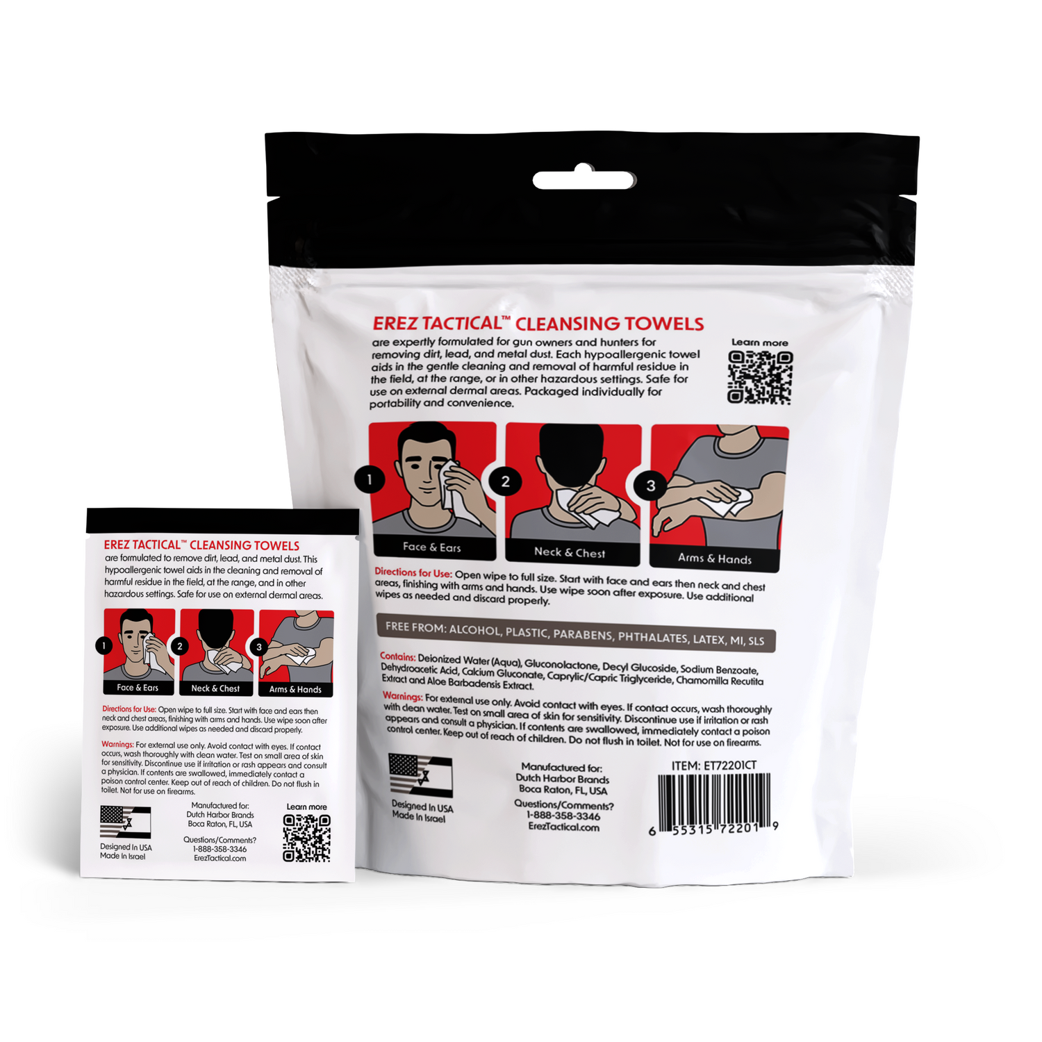 EREZ Tactical® Lead Removing XL Body Wipes - 12 Count